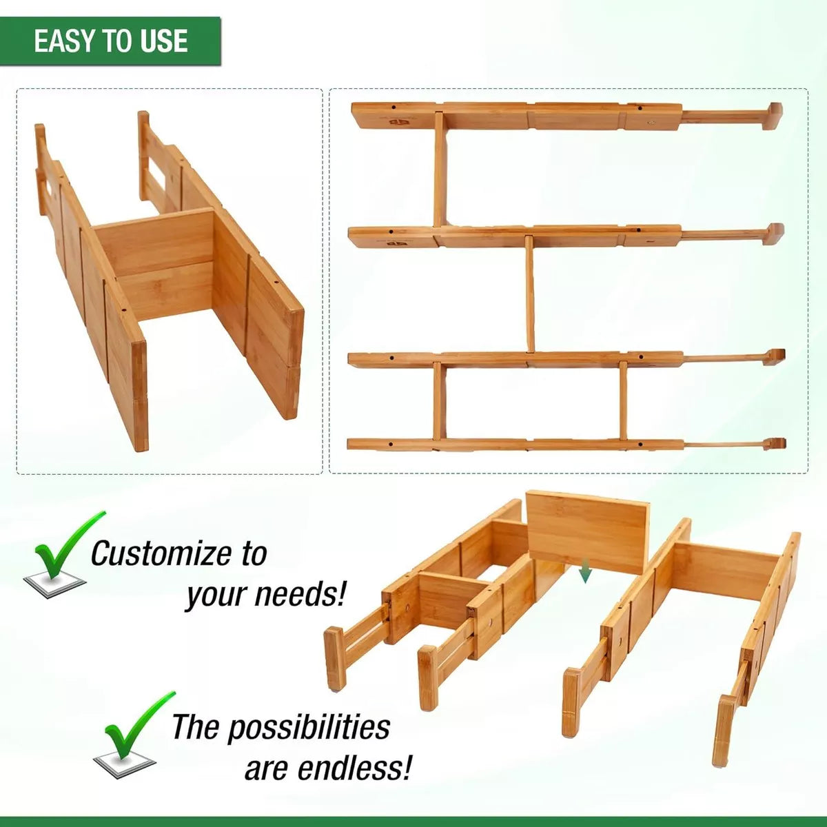 Organizador de Cajones Bambú · Natural