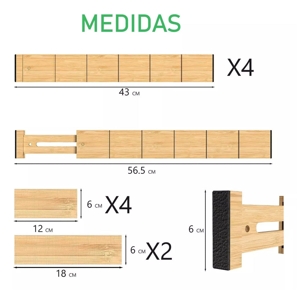 Organizador de Cajones Bambú · Natural